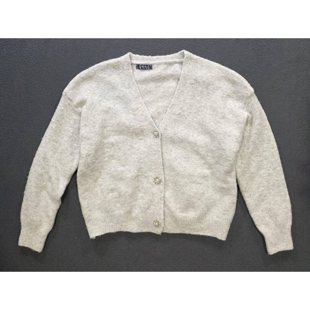 Snow Flake Womens light gray wool-blend knit cardigan Size L/Xl A011402